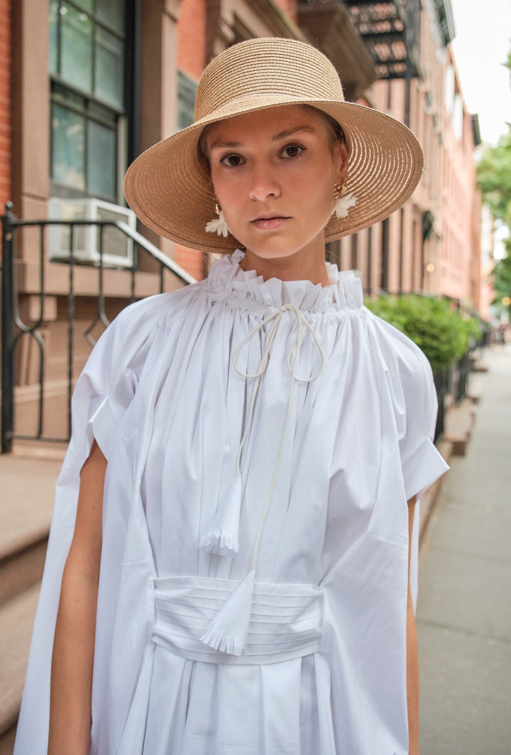 WHITE COTTON CERULEAN DRESS