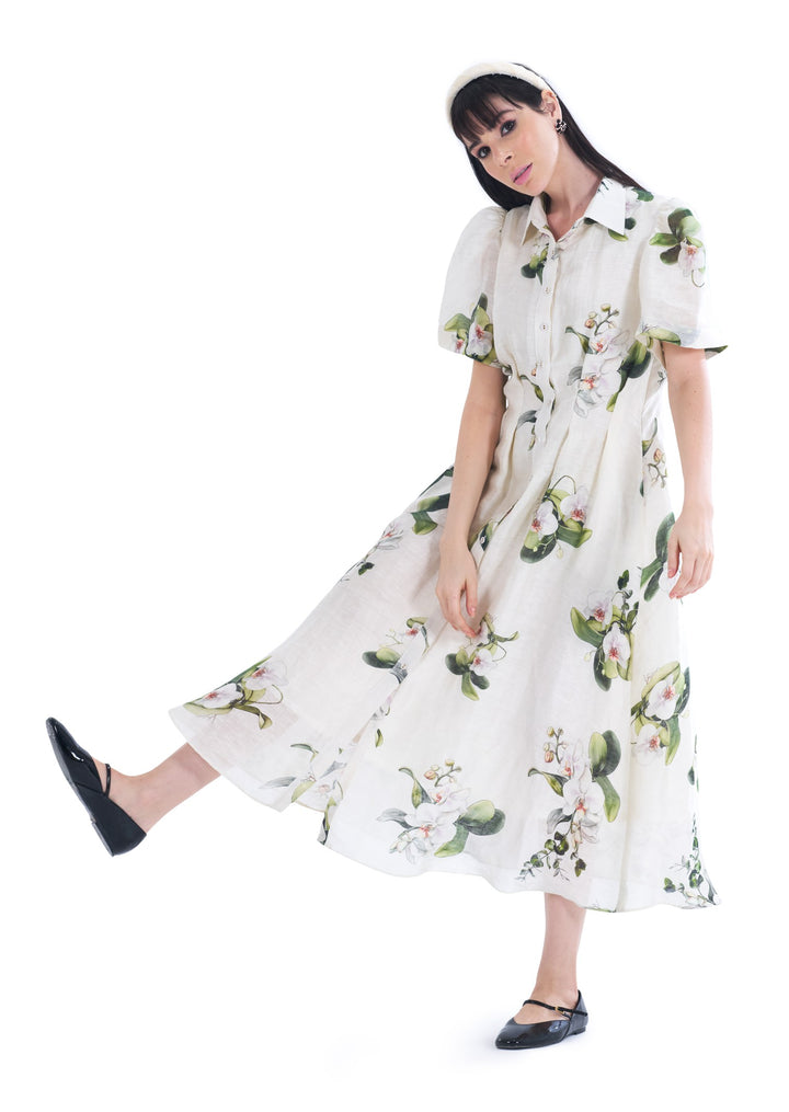 ORCHID SHIRT MIDI DRESS