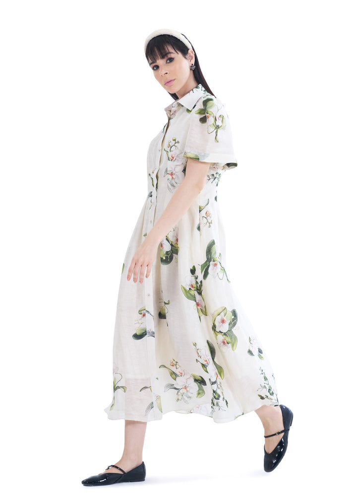 ORCHID SHIRT MIDI DRESS