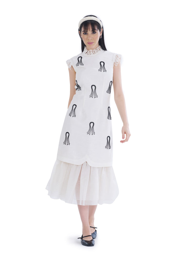 STARLIT MIDI DRESS WHITE