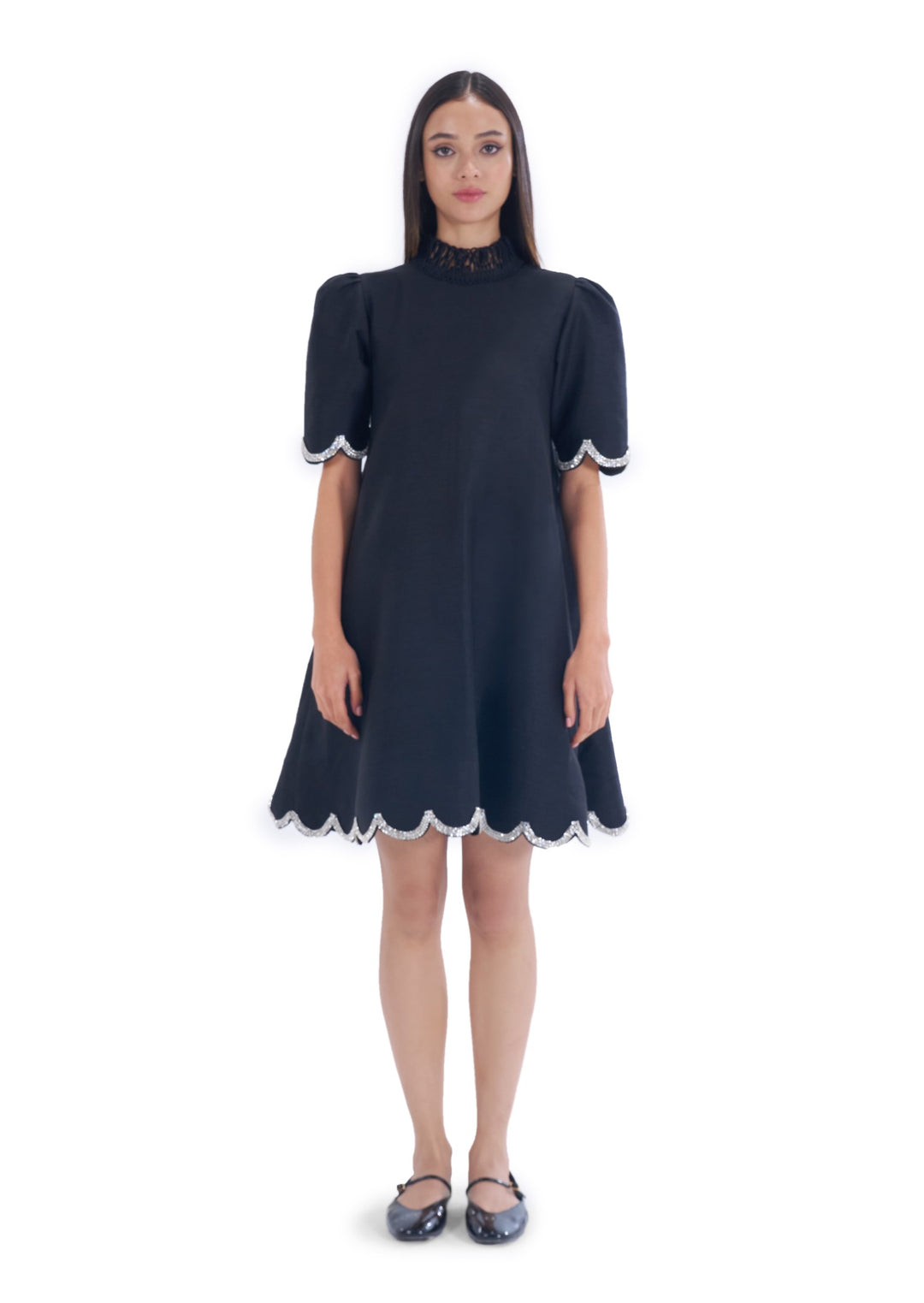 TWILIGHT SCALLOP DRESS BLACK