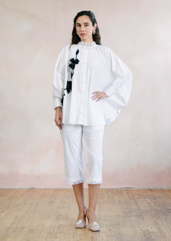 BLOSSOM CAPE SHIRT WHITE