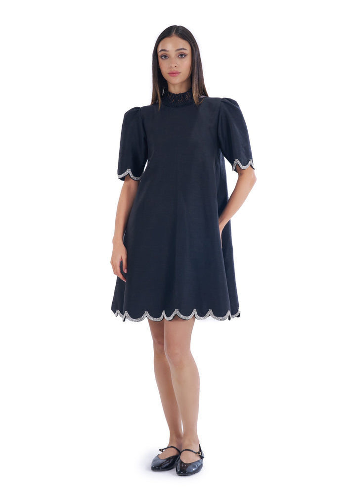 TWILIGHT SCALLOP DRESS BLACK