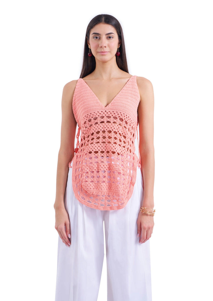 CROTCHET TOP CORAL