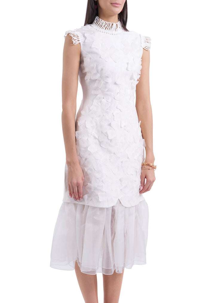 WHITE MAGNOLIA MIDI DRESS