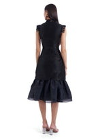 BLACK MAGNOLIA MIDI DRESS