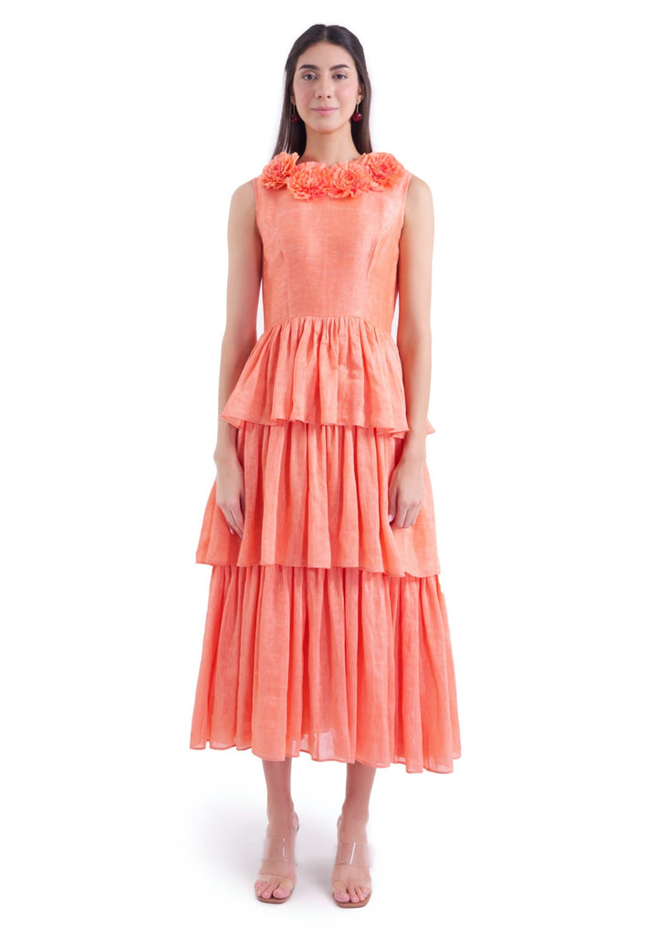 BUTTERCUP TIER DRESS (coral)