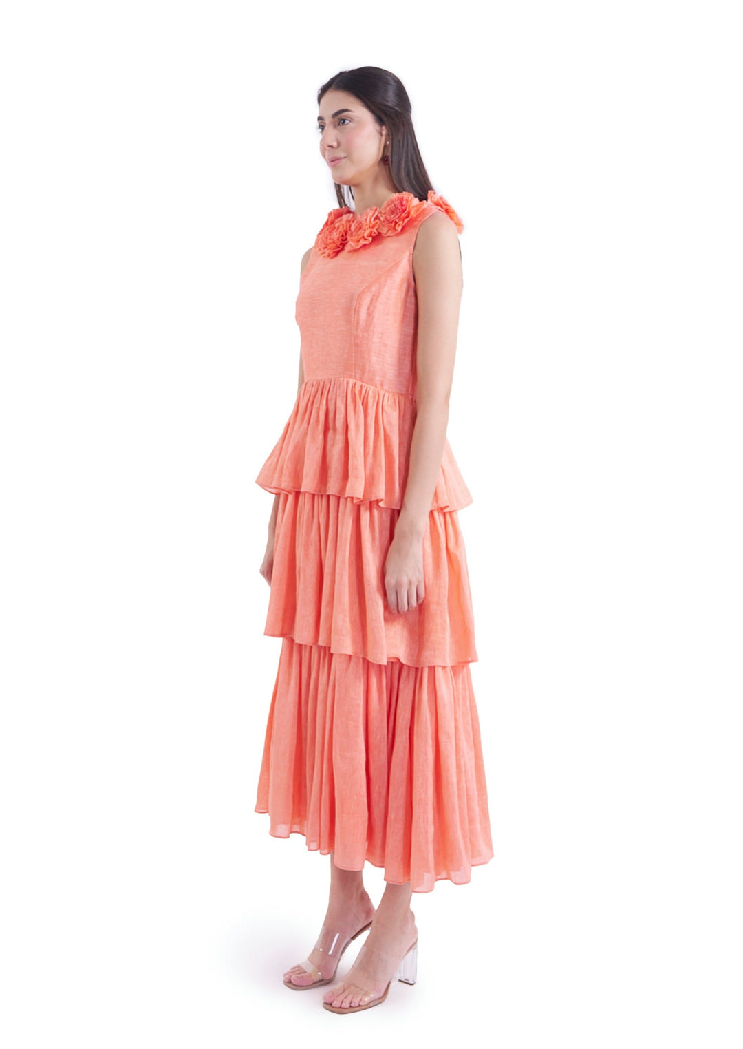 BUTTERCUP TIER DRESS (coral)