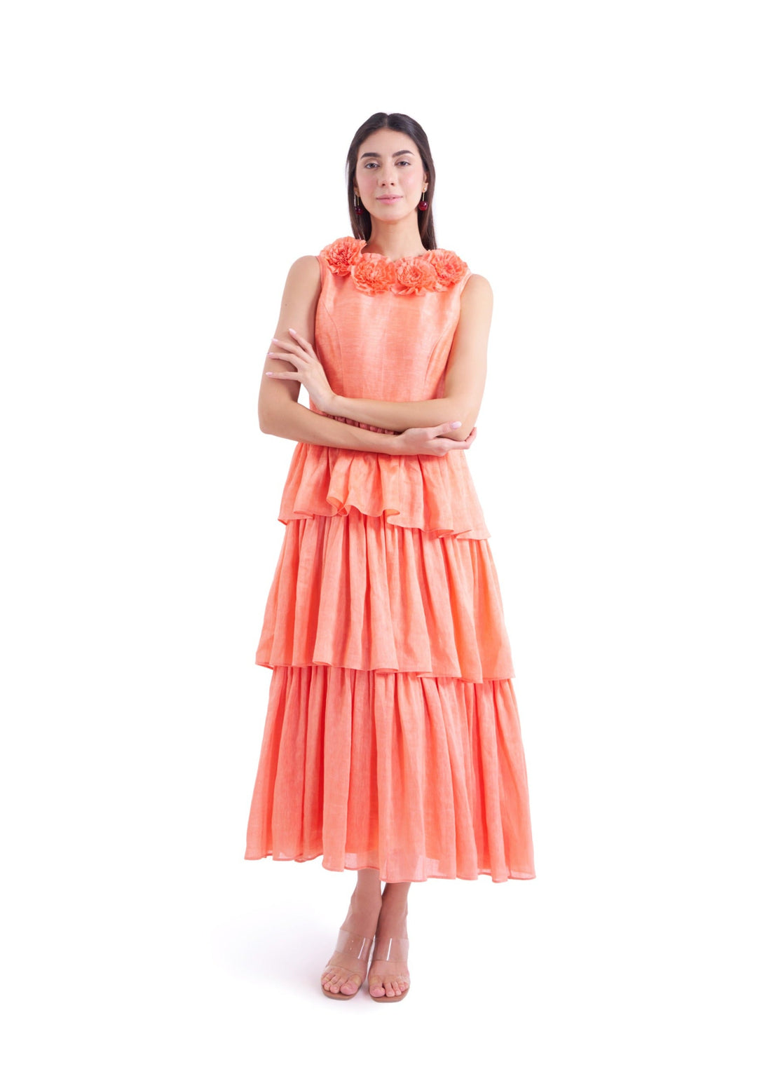 BUTTERCUP TIER DRESS (coral)