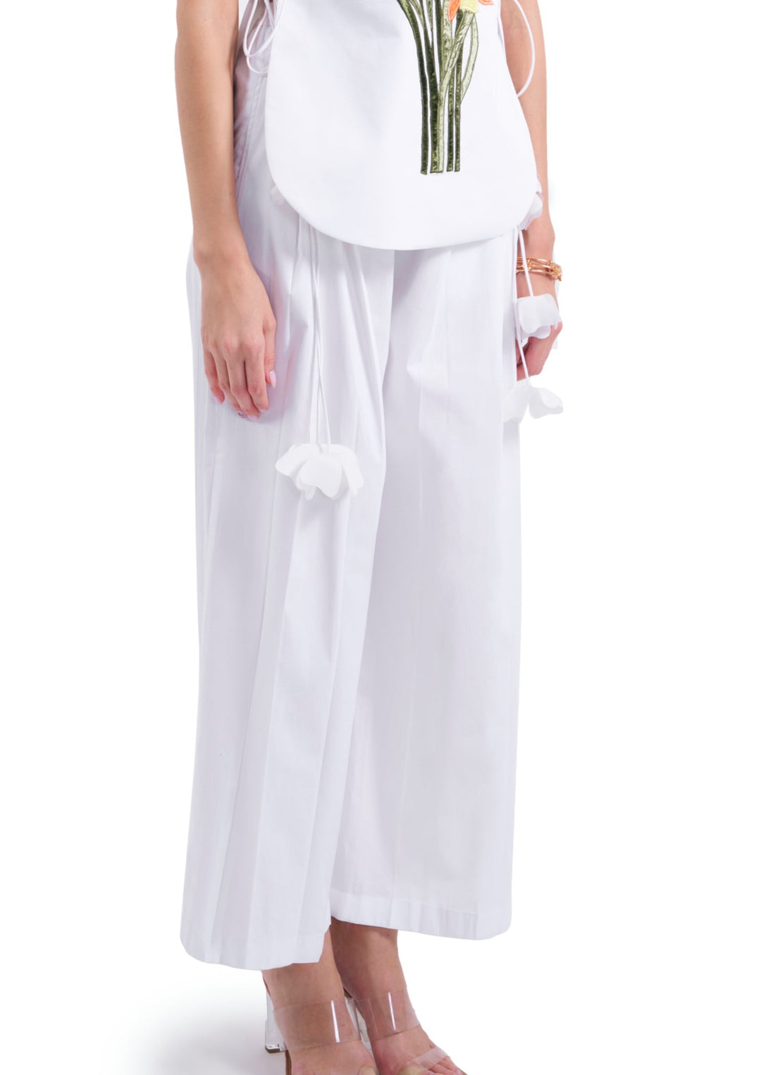 POPLIN PLEATED PANTS