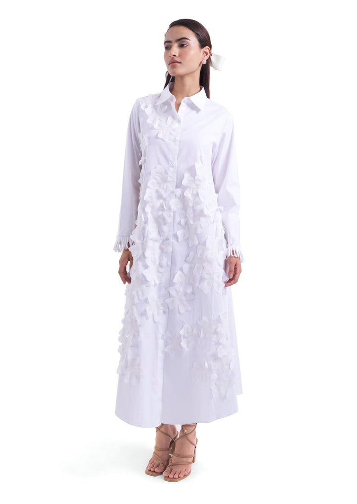 WHITE MAGNOLIA SHIRT DRESS