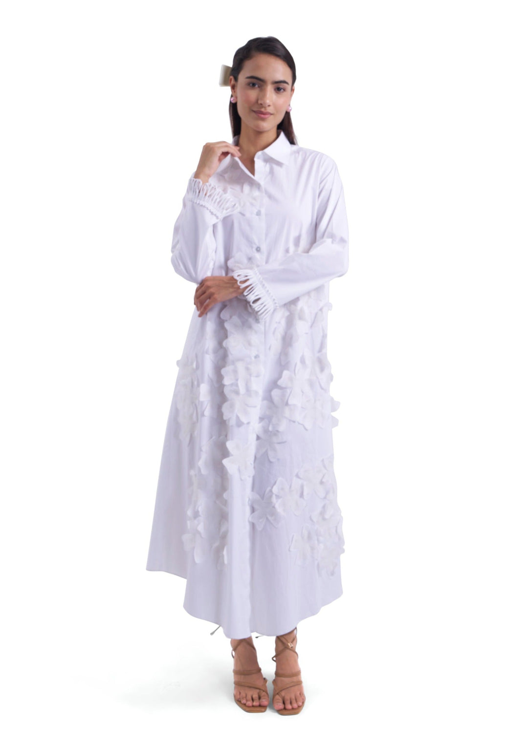 WHITE MAGNOLIA SHIRT DRESS